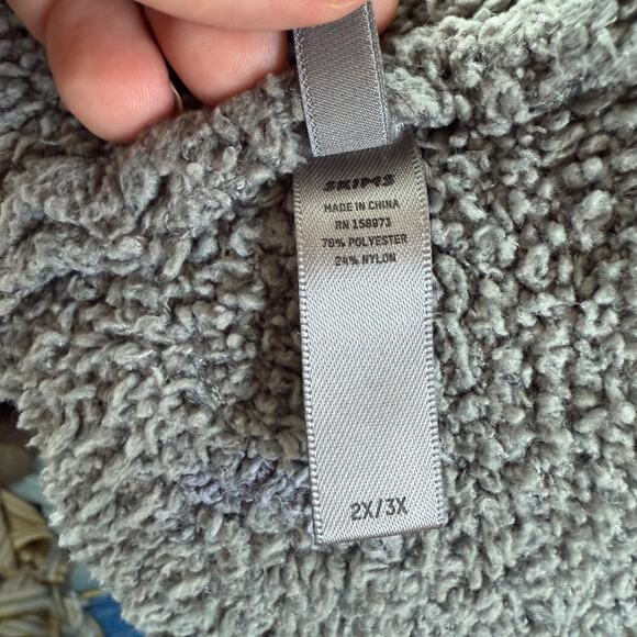 SKIMS Cozy Knit Wrap Top Smoke Grey Fuzzy Comfy Loungewear Women's size (2x/3x) - Picture 7 of 8